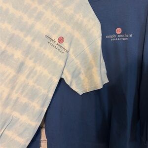 Simply Southern Kids Blue Tie-Dye Shirt and Blue long sleeve